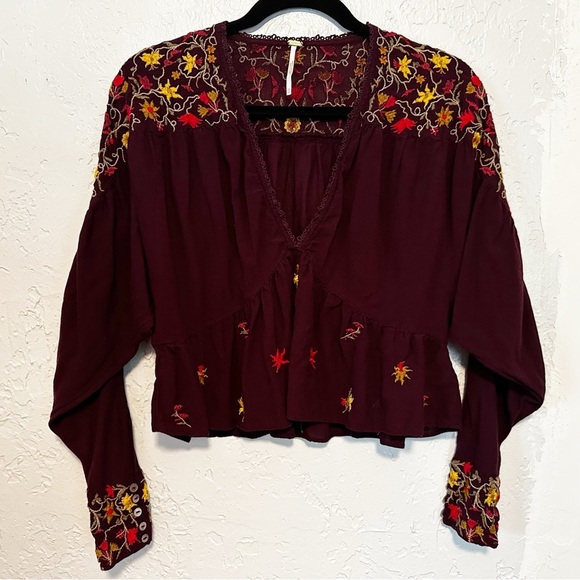 Free People Ava embroidered long sleeve top size Small - Picture 4 of 10